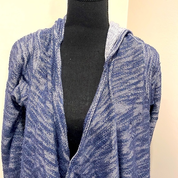 Hollister Blue Grey Mélange Open Front Cardigan with Hood - Picture 3 of 10